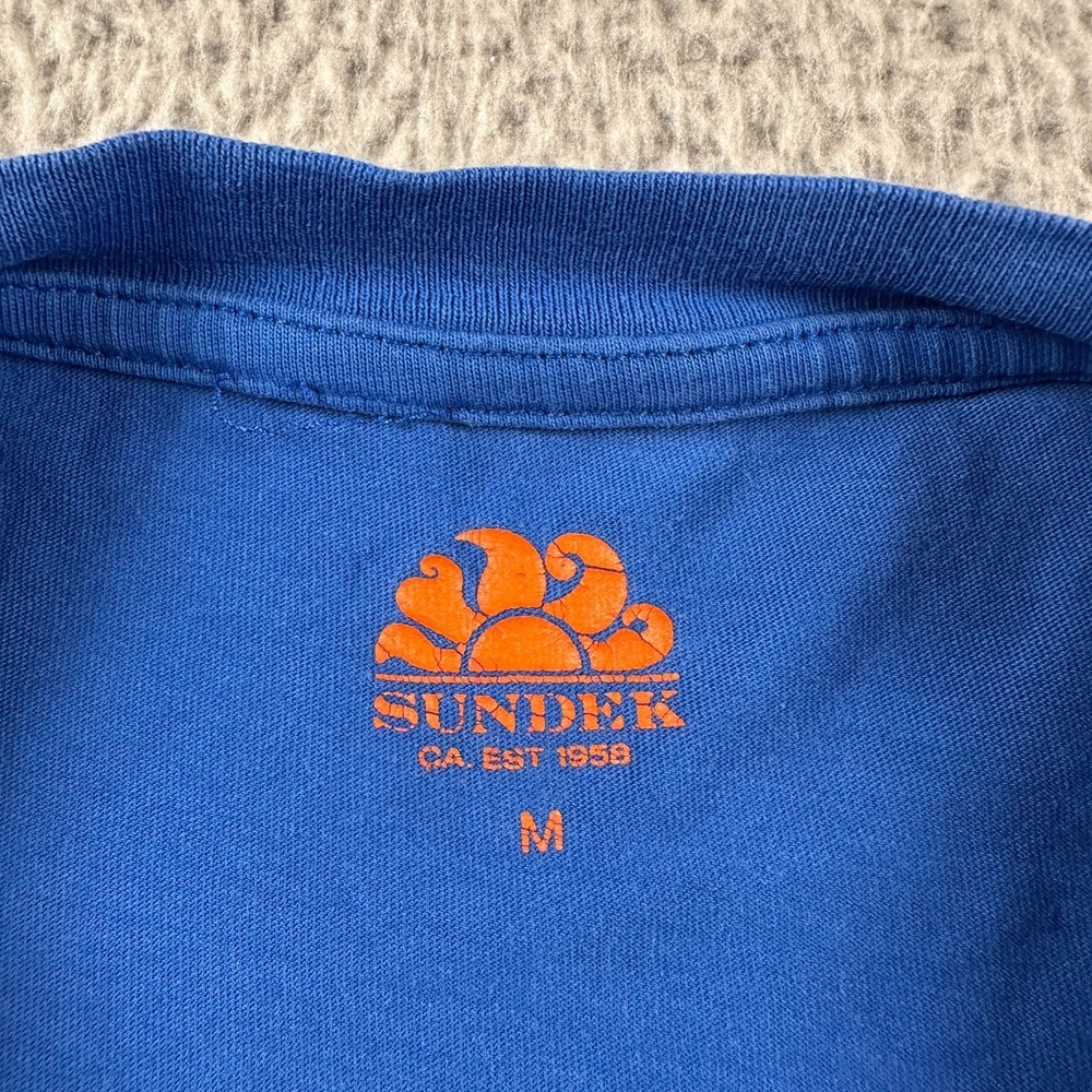 SUNDEK Mens Logo T Shirt‎ Size Medium Blue Tee Short Sleeve - Picture 4 of 8